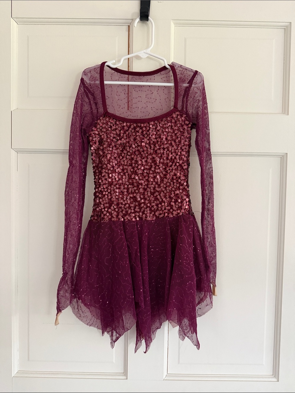Dance Costume: Girls' Burgundy Sequin Dress